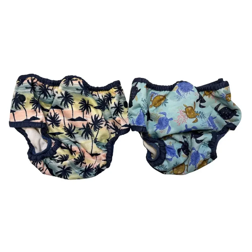 THIRSTIES Size 2 Cloth Diaper Covers 9-36 months 18-40 lbs Adjustable Ocean Sea